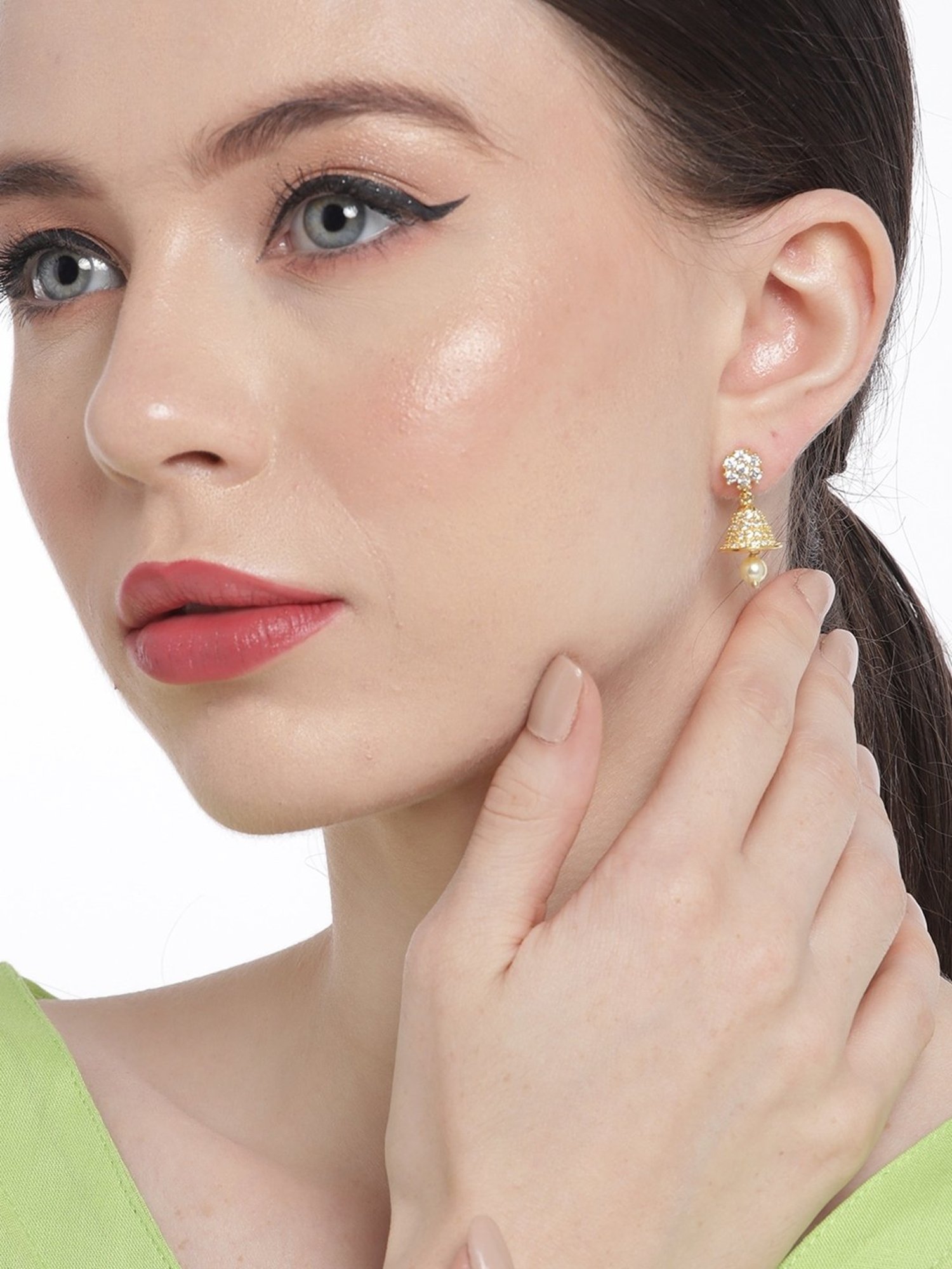 Zavya 92.5 Sterling Silver Gilded Opulence Gold-Plated Drop Earrings