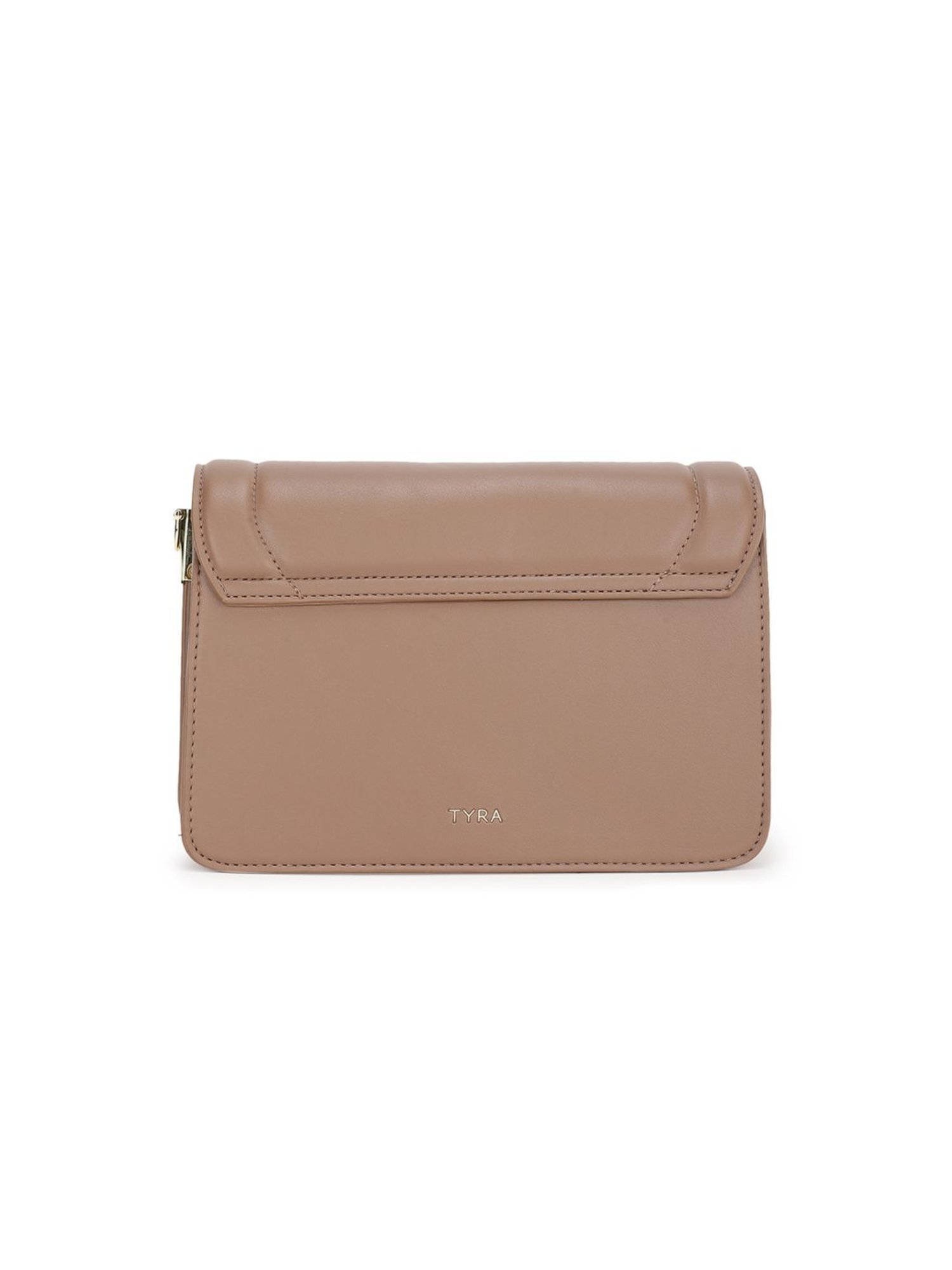 Tyra Dahlia Taupe Solid Faux Leather Sling Handbag