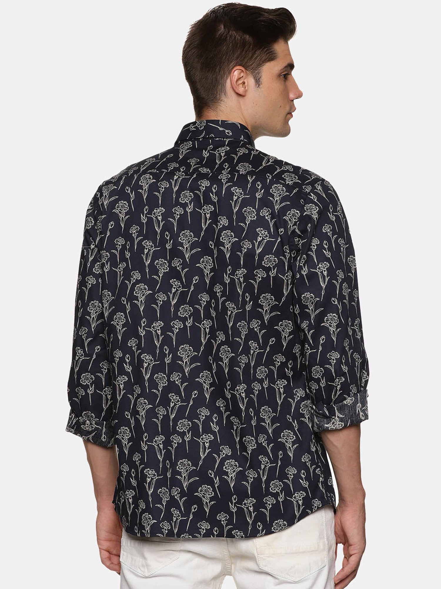Don Vino Black Regular Fit Printed Shirt