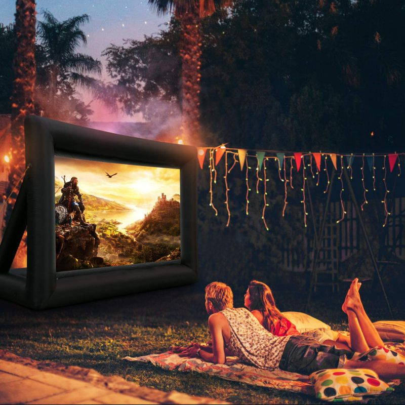 Jumbo 16 Feet Inflatable Outdoor and Indoor Theater Projector Screen - Includes Inflation Fan, Tie-Downs and Storage Bag - Supports Front and Rear Projection