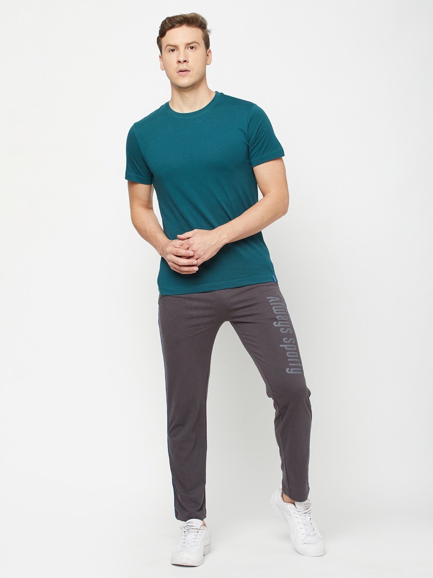 Sporto Teal Blue Regular Fit T-Shirt