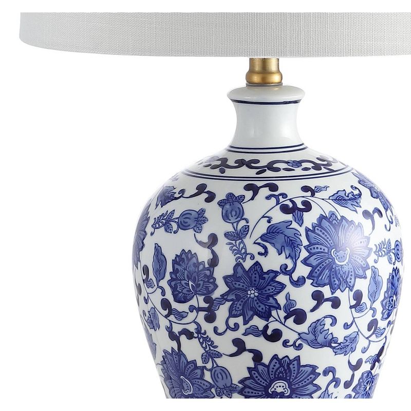 (Set of 2) 25.75" Ceramic/Metal Table Lamps (Includes LED Light Bulb) Blue/White - Jonathan Y