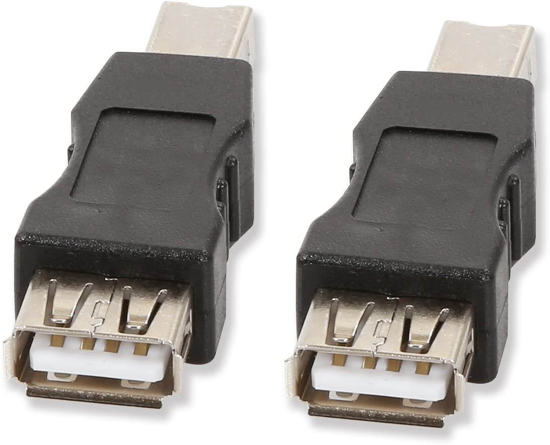 2 Pack USB 2.0 A Female to USB B Print Male Adapter Converter