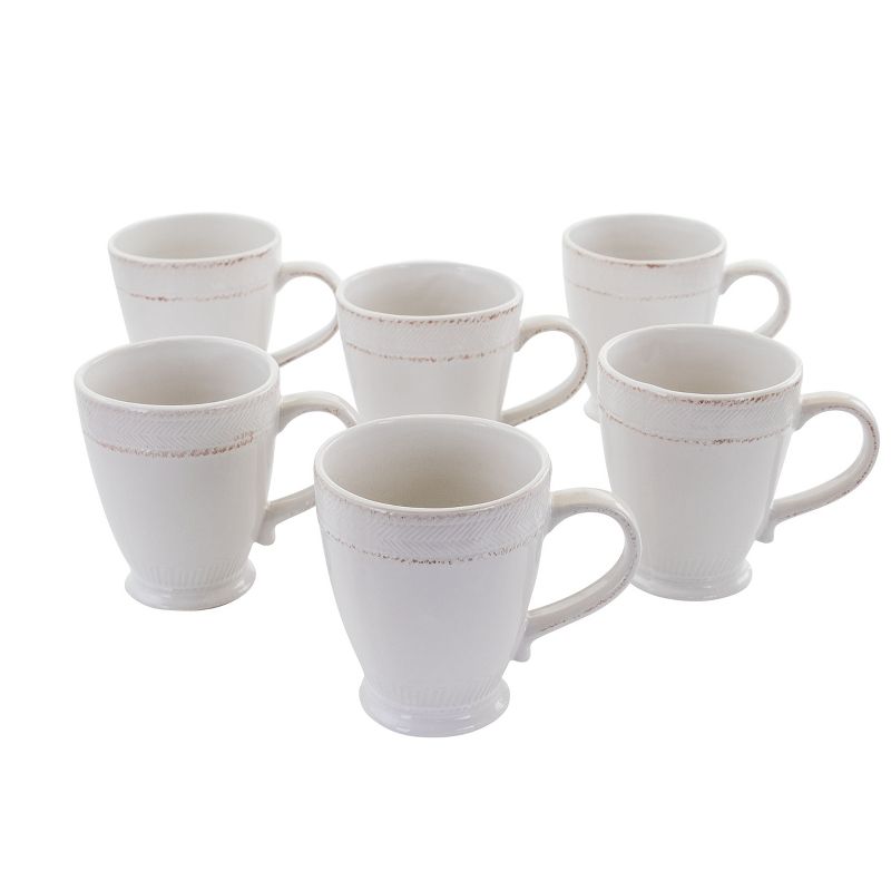 Capri Corda 6 Piece 14 Ounce Stoneware Cup Set in White