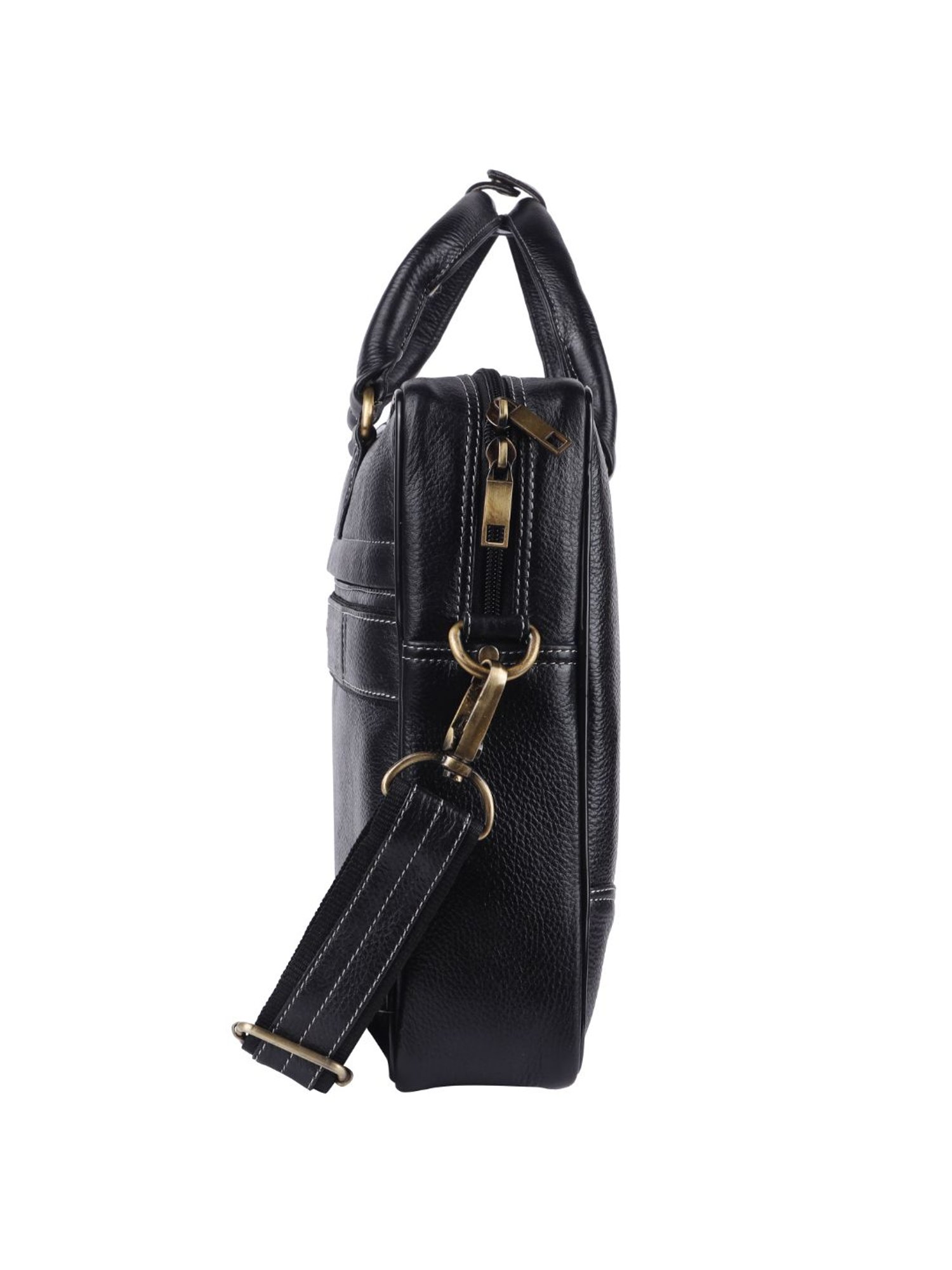 HiLEDER 100% Pure Genuine Premium NDM Leather Briefcase Laptop Messenger Satchel Office Bag, Black