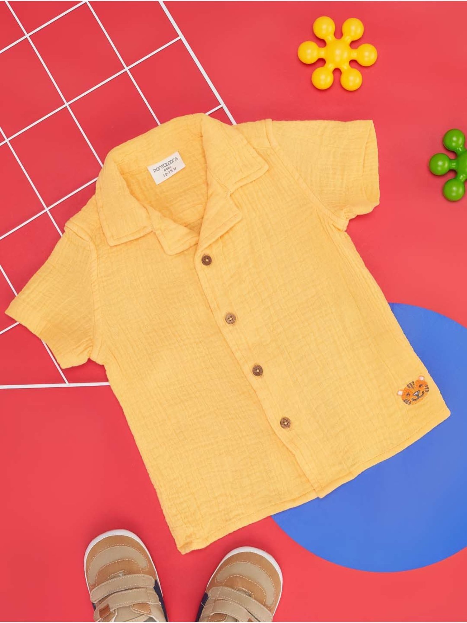 Pantaloons Baby White Cotton Printed Shirt