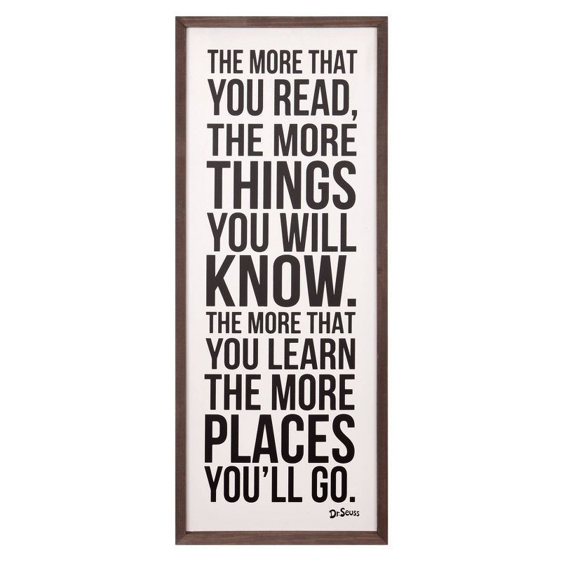 13"x31" Dr. Seuss The More That You Read The More Things You'll Know Framed Wood Wall Decor