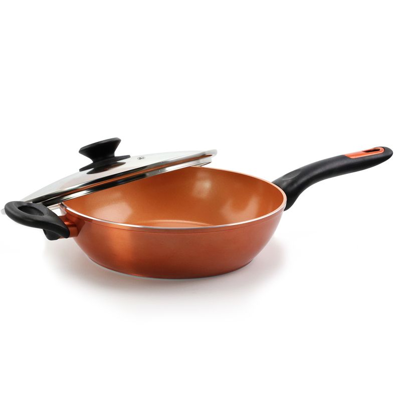 Gibson Home Cuisine 3 Quart Stainless Steel Nonstick Ceramic Saute Pan in Copper