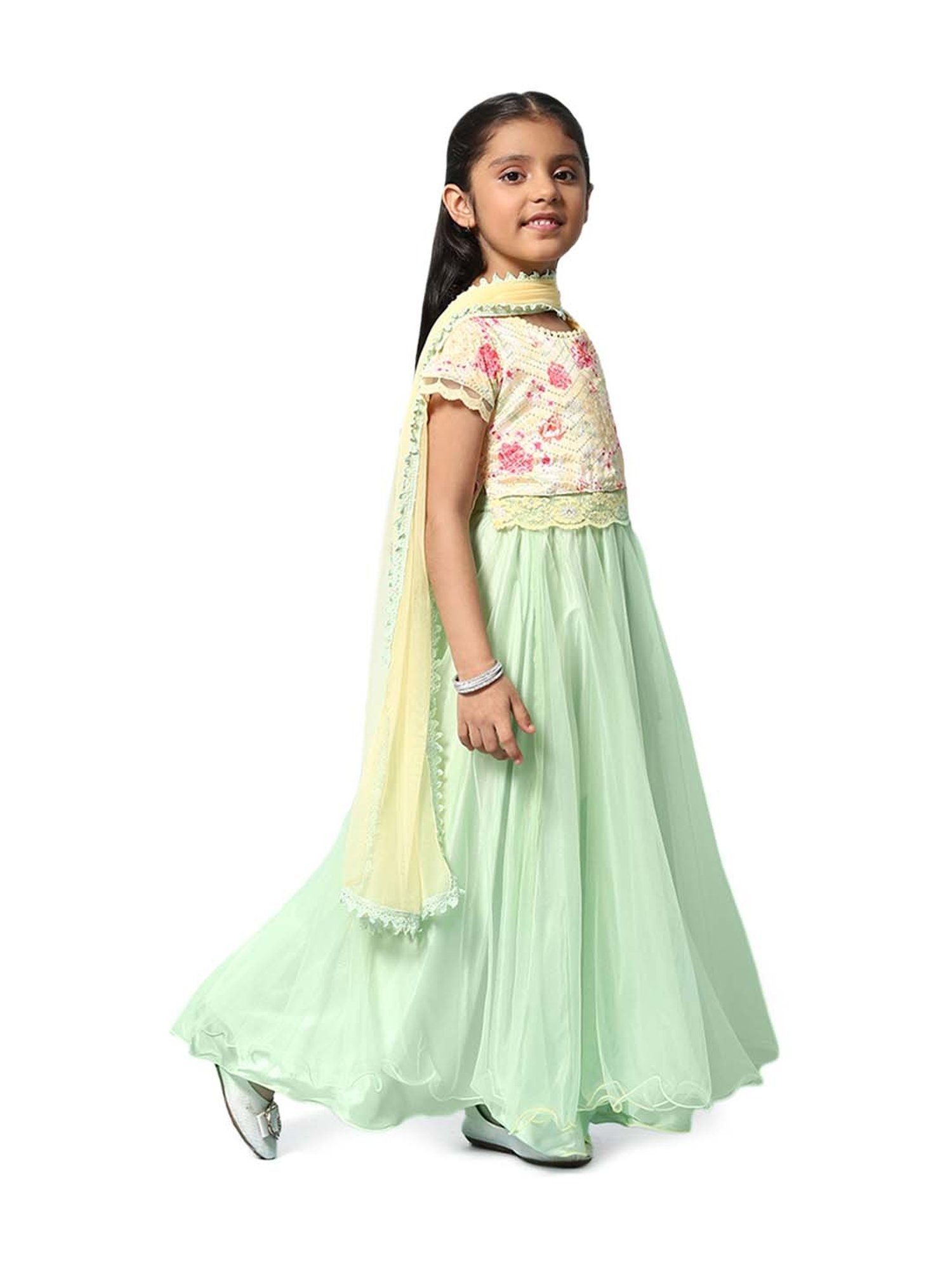 A Little Fable Kids Red & Beige Embellished Lehenga Choli