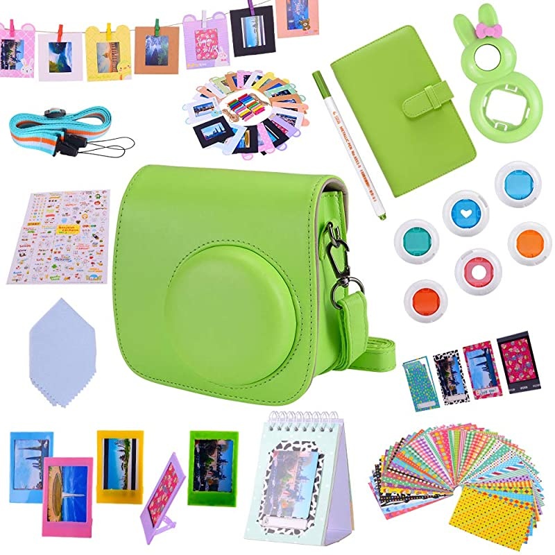 Instax Mini 9 Camera Accessories Bundles Compatible with Fujifilm Instax Mini 9 Mini 8 Mini 8+ Camera with Mini 9 Case,108 Photos Mini Photo Album,etc. (Ice Blue,14 Items)