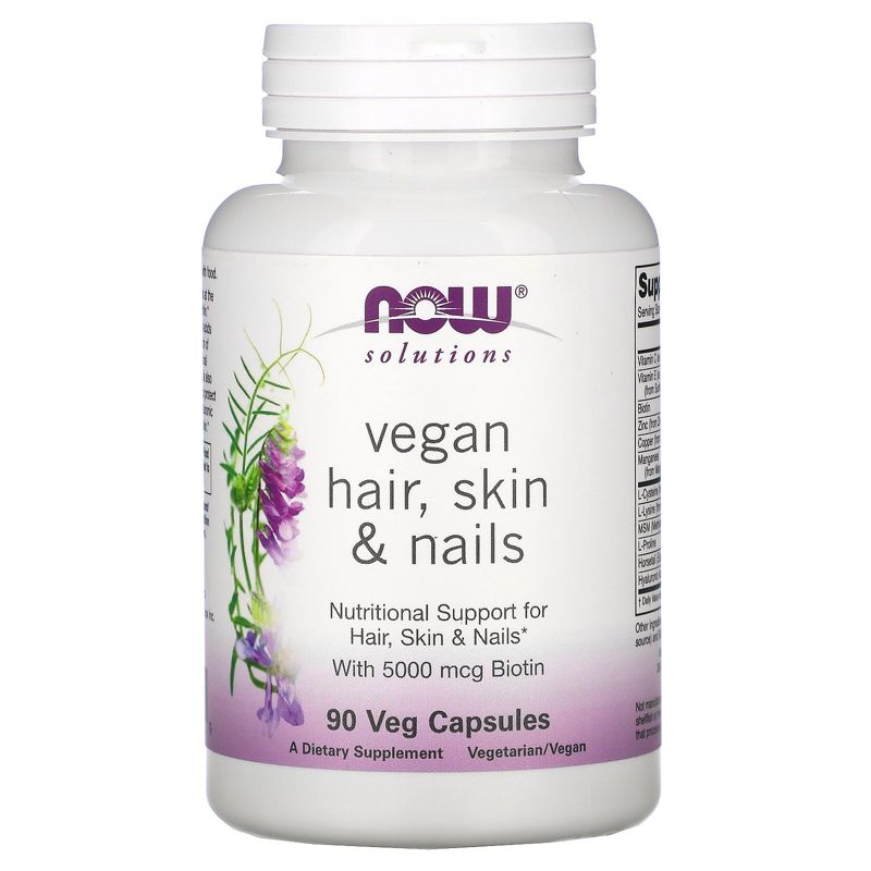 Now Foods Solutions, Vegan Hair, Skin & Nails, 90 Veg Capsules, Dietary Supplements