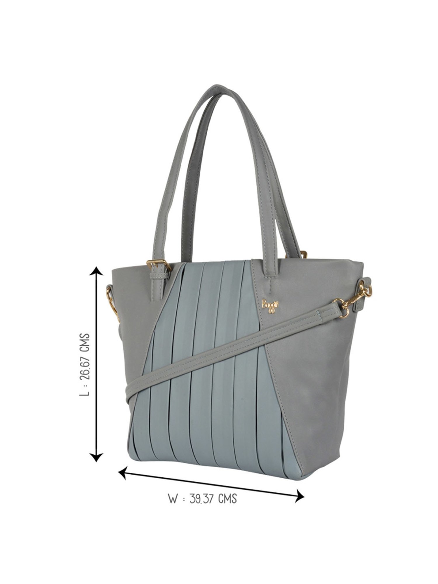 Baggit Grey Textured Medium Tote Handbag
