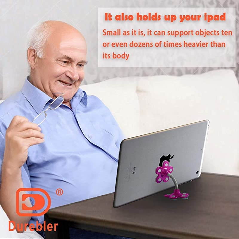 Phone StandDoubleSided Phone Stand with 360&deg; RotatingMultiFunctional DesktopMirrorGlass Phone Holder for Cell Phone Tablet5 Soft Silicone Suckers Protecting Your PhonePinkish Red