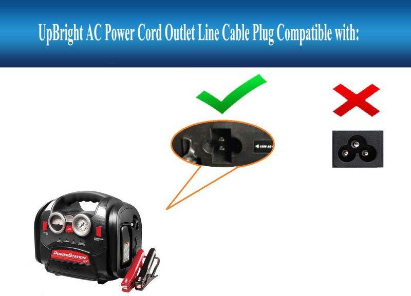 UpBright 120V AC in Charging Power Cord Outlet Socket Charger Cable Plug Compatible with PowerStation Model PSX PSX2 PS X2 X 2 3 PSX3 PSX-3 Station 12V DC Battery Supply Jump Starter Air Compressor