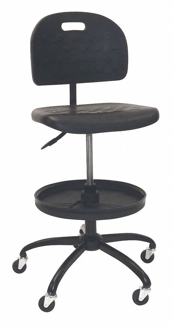 Shopsol Black Polyurethane Task Chair 11-1/4" Back Height, Arm Style: No Arm