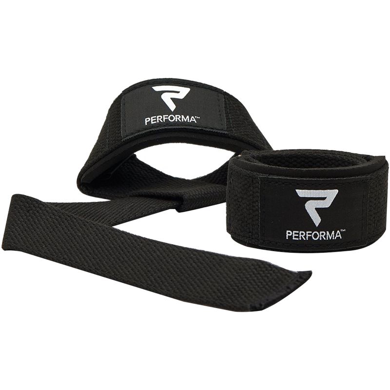 Performa Premium Padded Weight Lifting Straps - Black/White