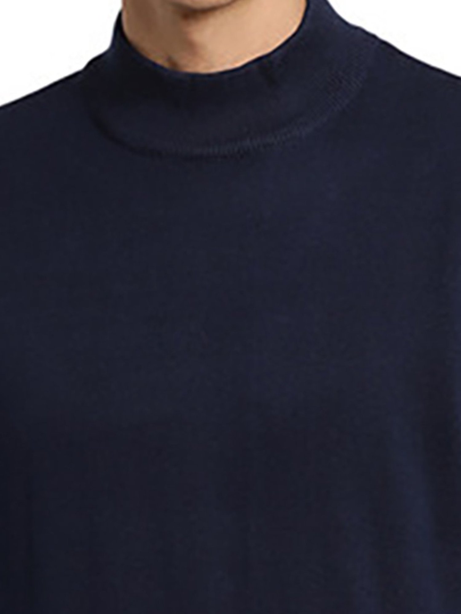 Turtle Navy Cotton Regular Fit Sweater