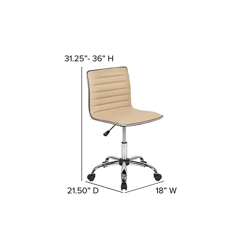 Low Back Designer Armless Tan Ribbed Swivel Task Office Chair