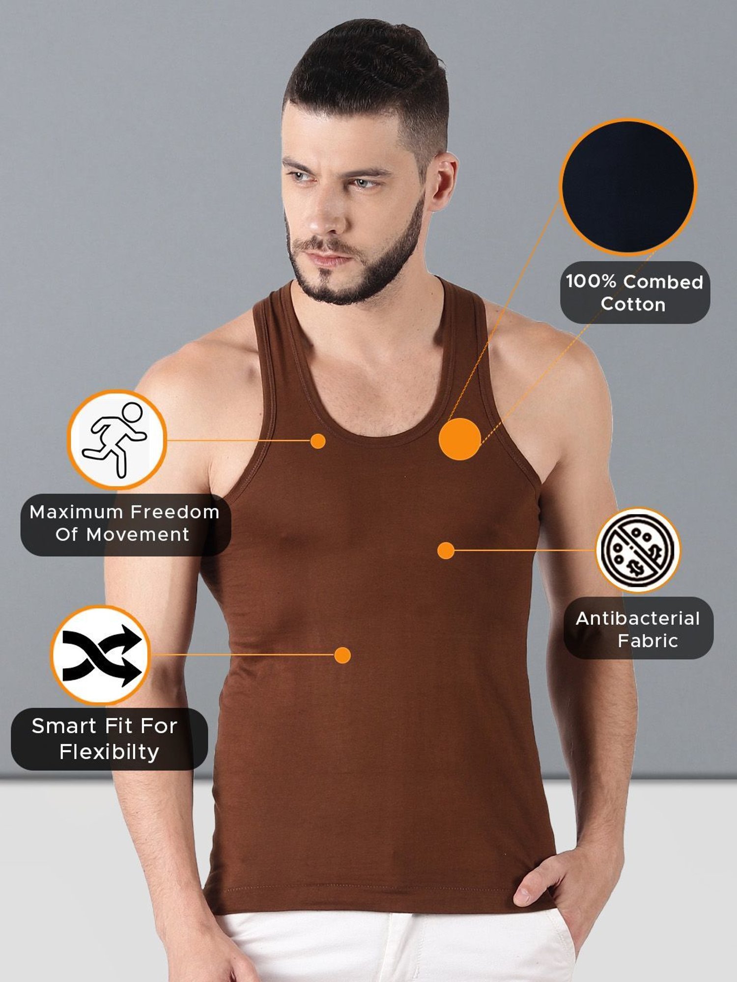 Cantabil Navy Blue Cotton Regular Fit Vest