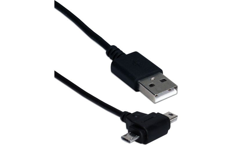 QVS 1ft USB 2-in-1 Sync & 2.1Amp Charger Cable for Smartphone & Tablet