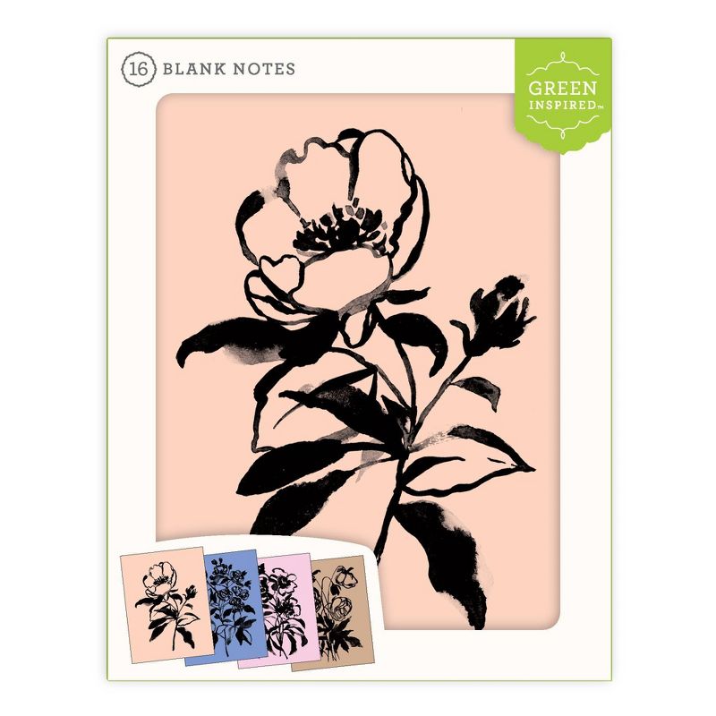 16ct Assorted Blank Note Cards Painted Flowers