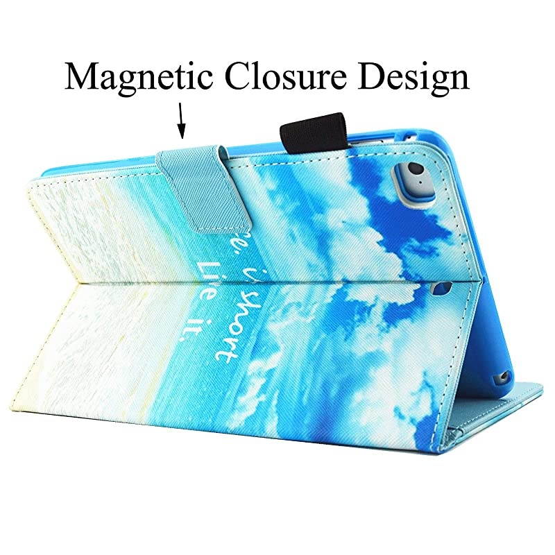 iPad Mini Case, iPad Mini 2/3 Case, iPad Mini 4 Case, iPad Mini 5 Case,  Multi-Angle Viewing Folio Smart Leather Cover with Auto Sleep/Wake for 7.9" Apple iPad Mini 1/2/3/4/5, Beach