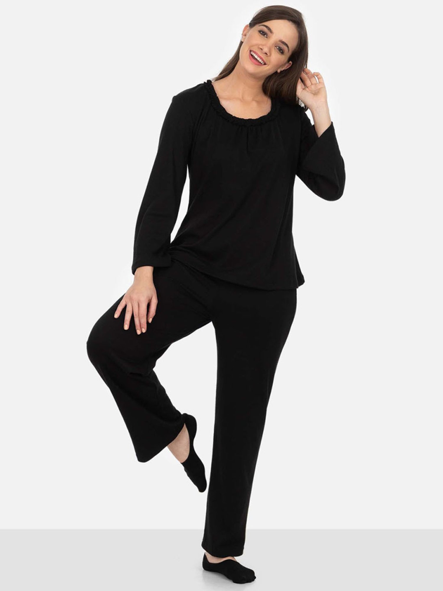 The Calm Collective Black Emma Knit Pajama Set