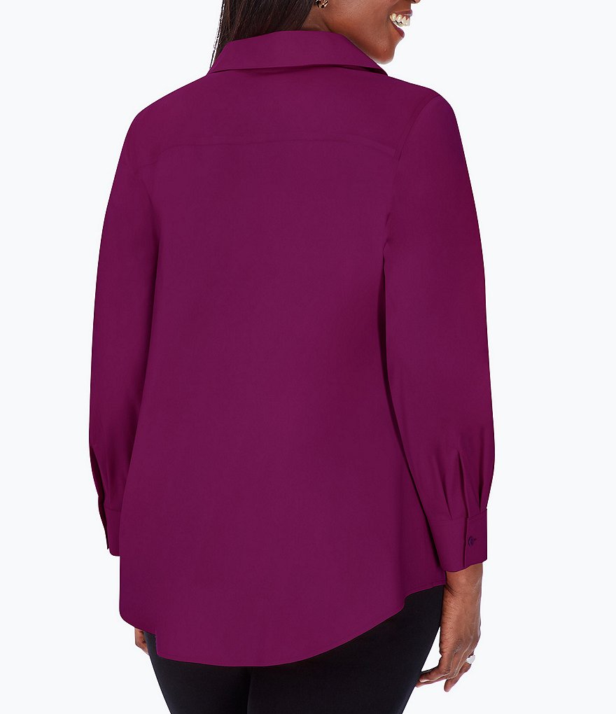 Foxcroft Plus Size Cecila Long Sleeve Wing Collar Non-Iron Stretch Tunic