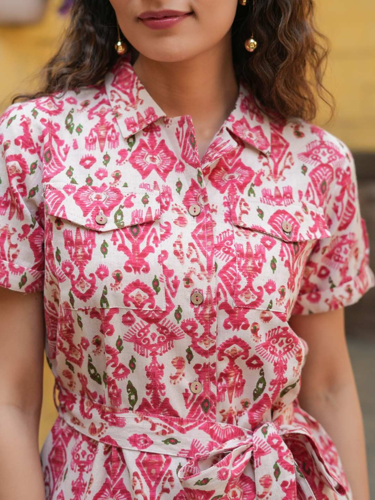 Rain and Rainbow Pink Cotton Printed Shirt & Pant Set