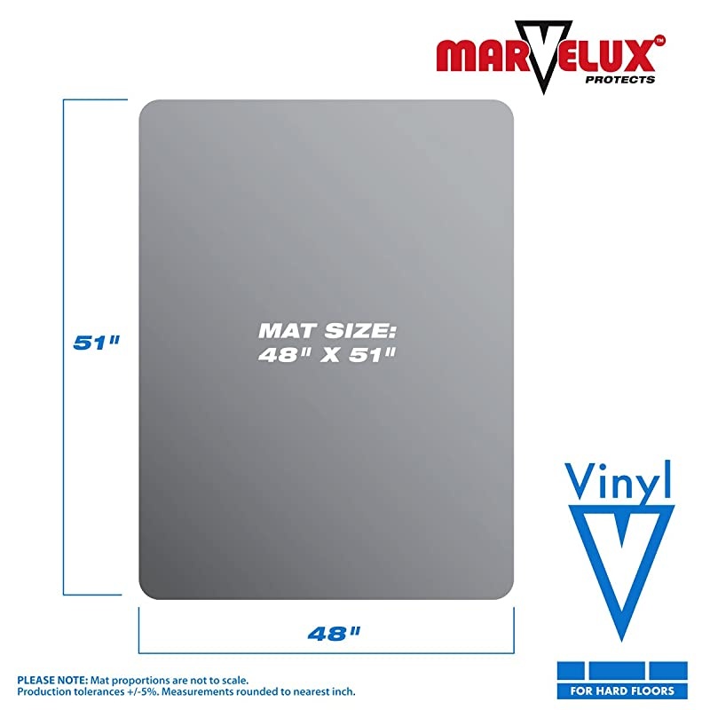 Vinyl PVC Office Chair Mat for Hardwood Floors 48 x 51 | Transparent Hard Floor Protector Rectangular | Multiple Sizes