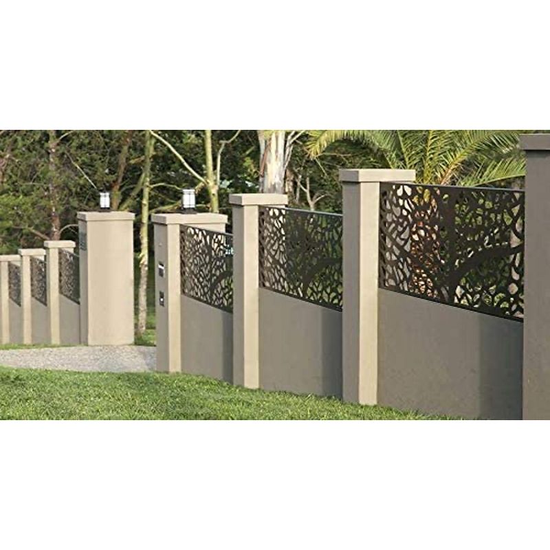 Stratco Decorative Laser Cut 6 x 3 Foot Lightweight Steel Metal Privacy Screen Wall Art Hanging Panel for Walls and Fences, Flora Design, Set of 2