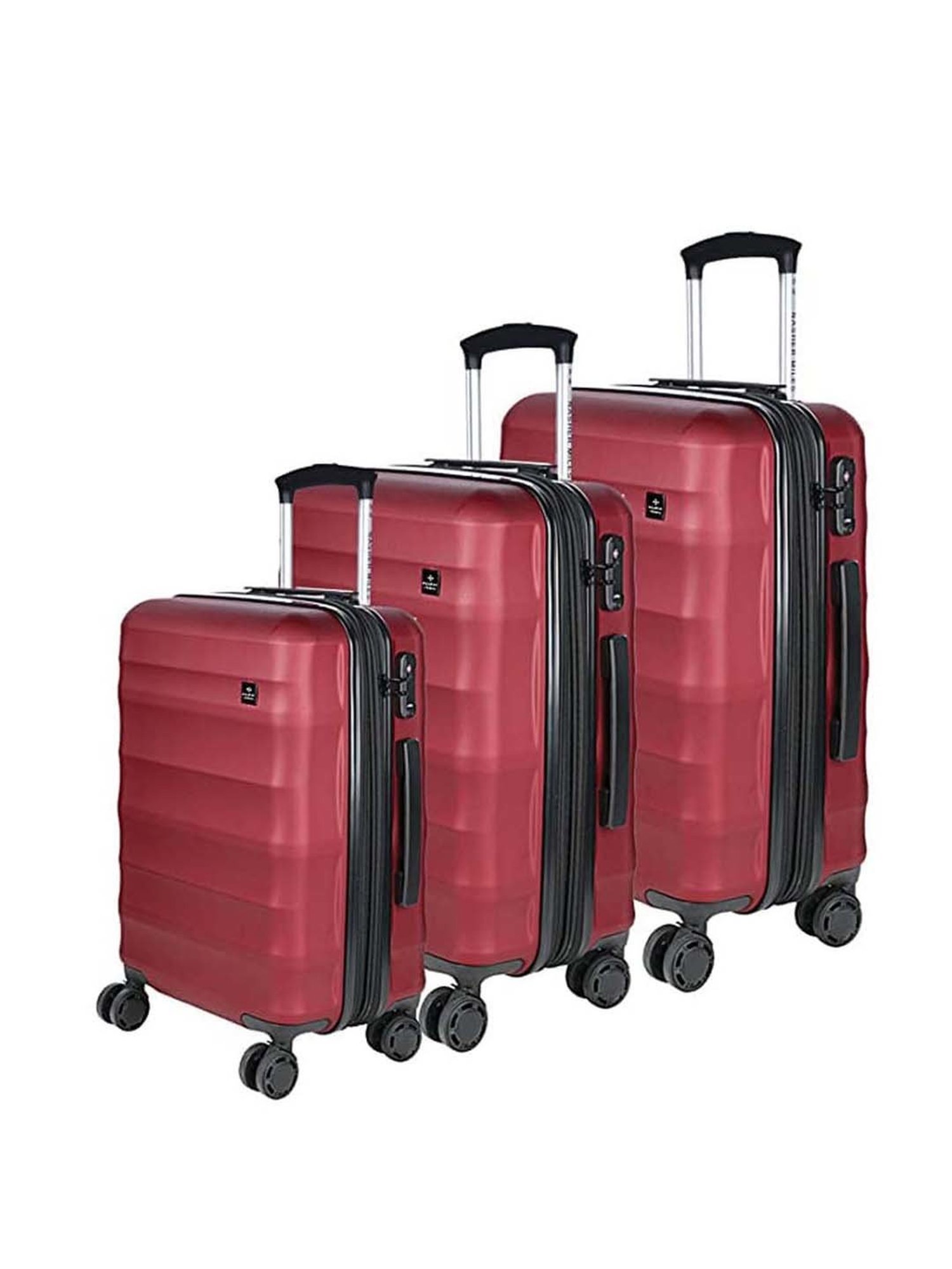 Nasher Miles Rome Hard-Sided Polycarbonate  Set of 3 Maroon Trolley Bags (55, 65 & 75 Cm)