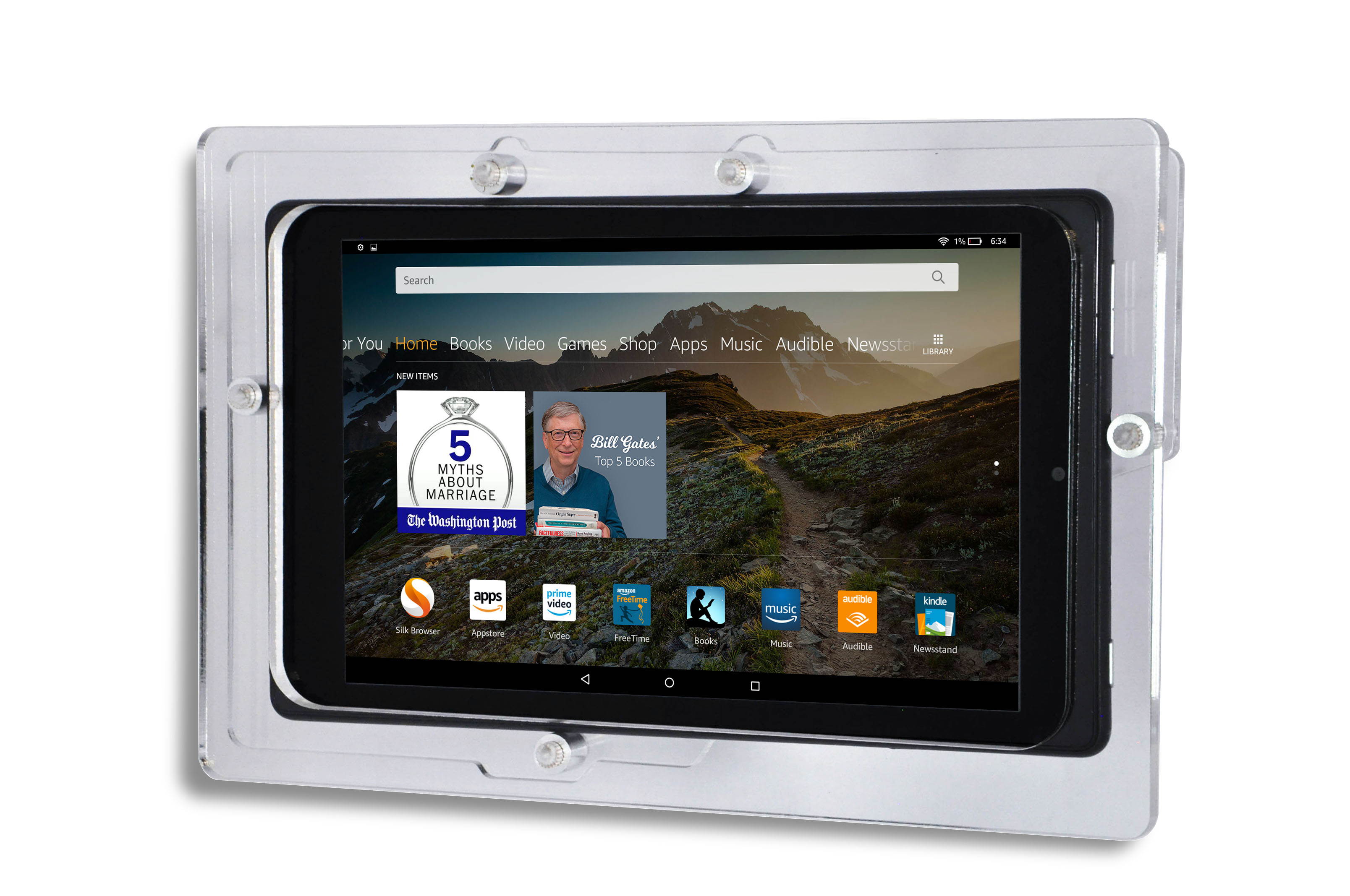 TABcare Fire HD 8 2016 2017 Acrylic Anti-Theft Kit for Kiosk, POS, Store, Show Display (Wall Mount, VESA)