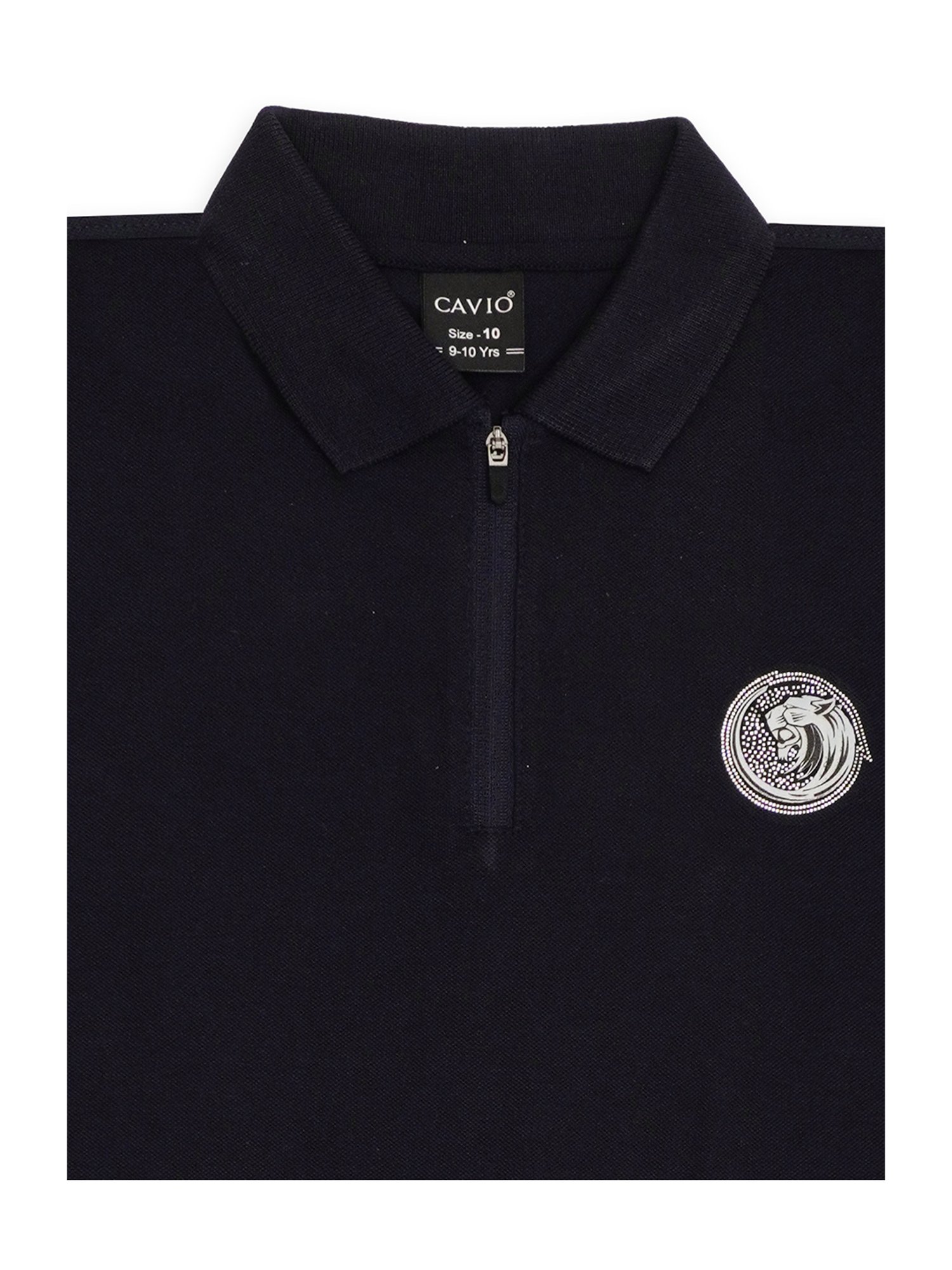 Cavio Kids Black Solid Polo T-Shirt