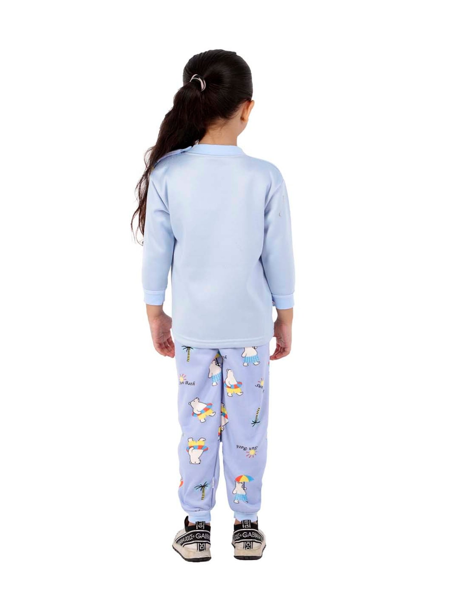 Ahhaaaa Kids Blue Printed Sweatshirt with Joggers