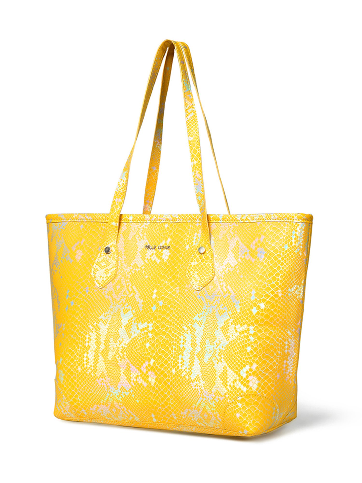 PELLE LUXUR Yellow & Silver Large Handheld Handbag