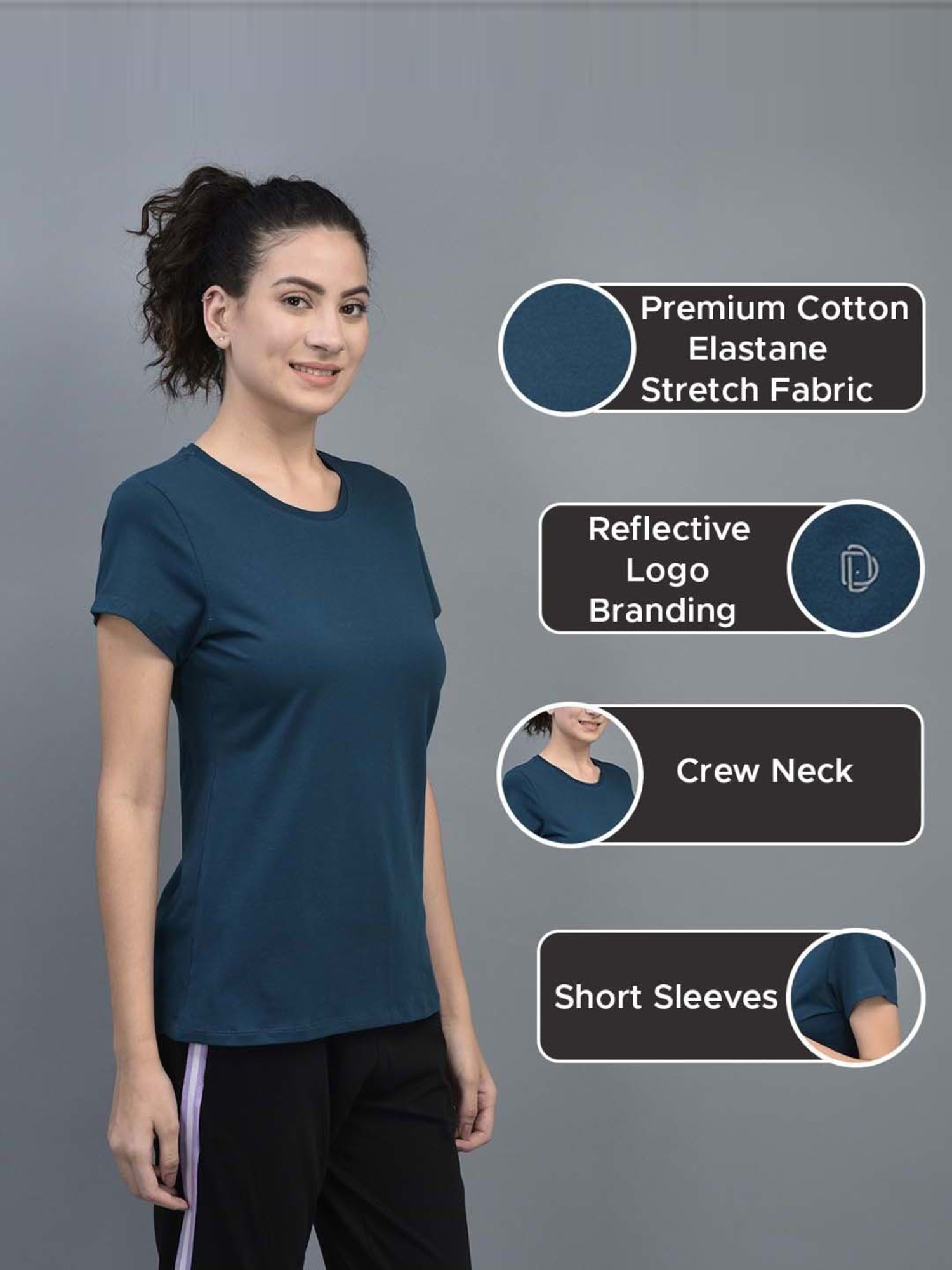 Dollar Navy Cotton Sports T-Shirt