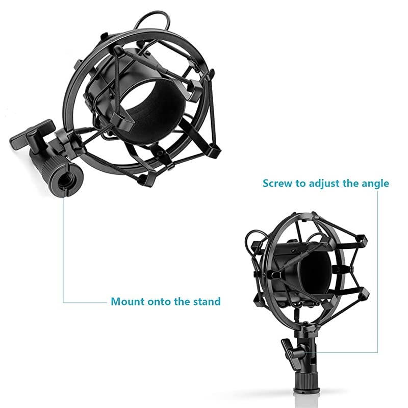 NW-800 Silver Professional Studio Broadcasting Recording Condenser Microphone & NW-35 Adjustable Recording Microphone Suspension Scissor Arm Stand with Shock Mount and Mounting Clamp Kit