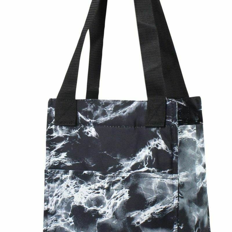 Women Insulated Lunch Bag Cooler Food Box Tote Carry Bags-Black Seamless Marble