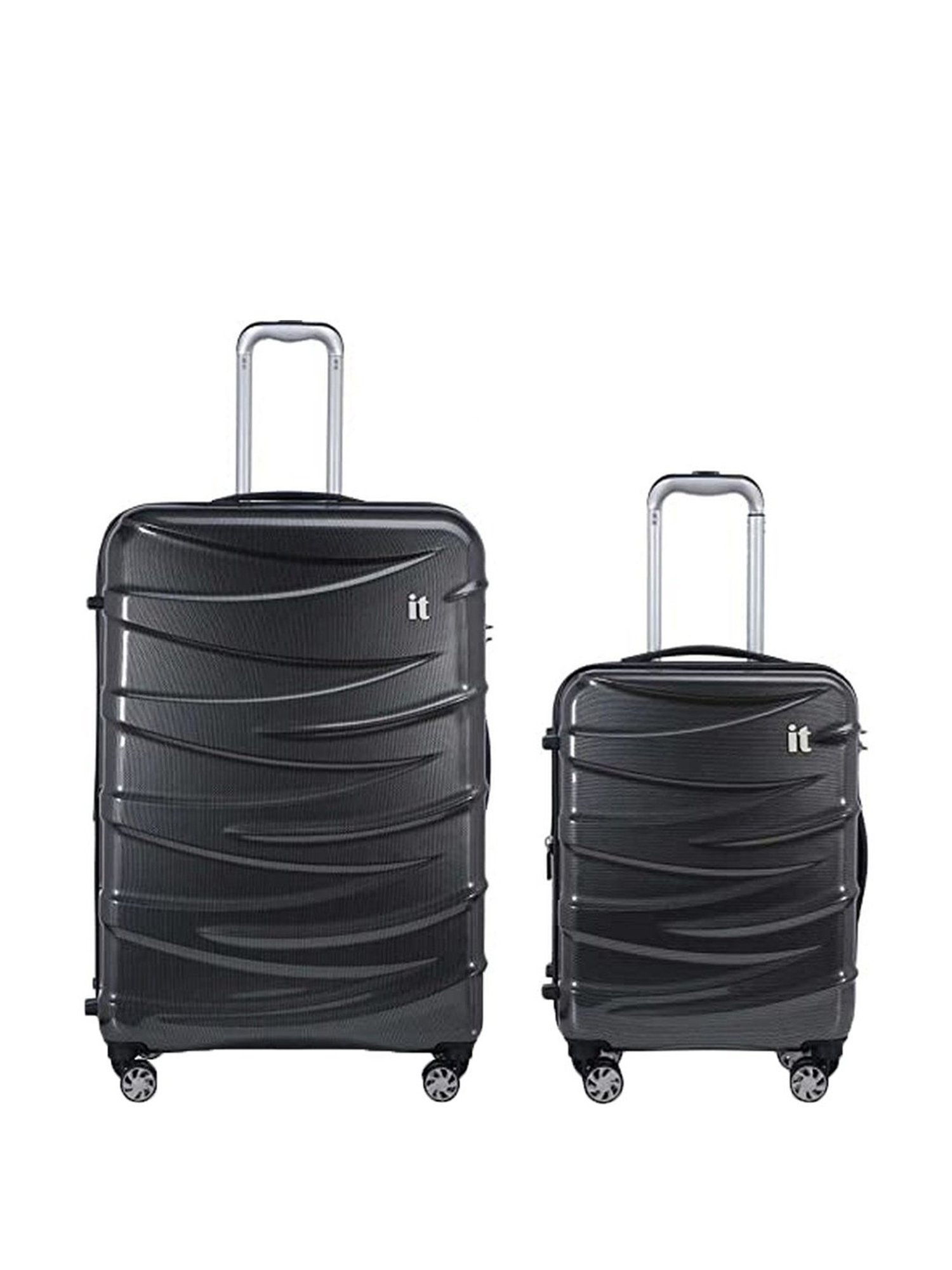 It luggage Tidal Black Textured Large Hard Cabin Trolley Set of 2