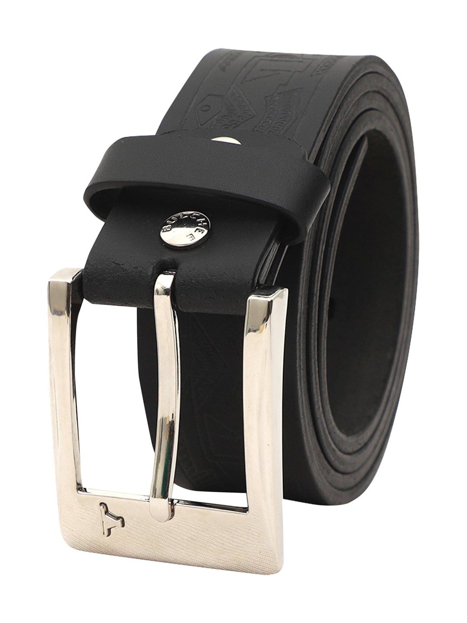 BULCHEE Black Leather Casual Belt for Men