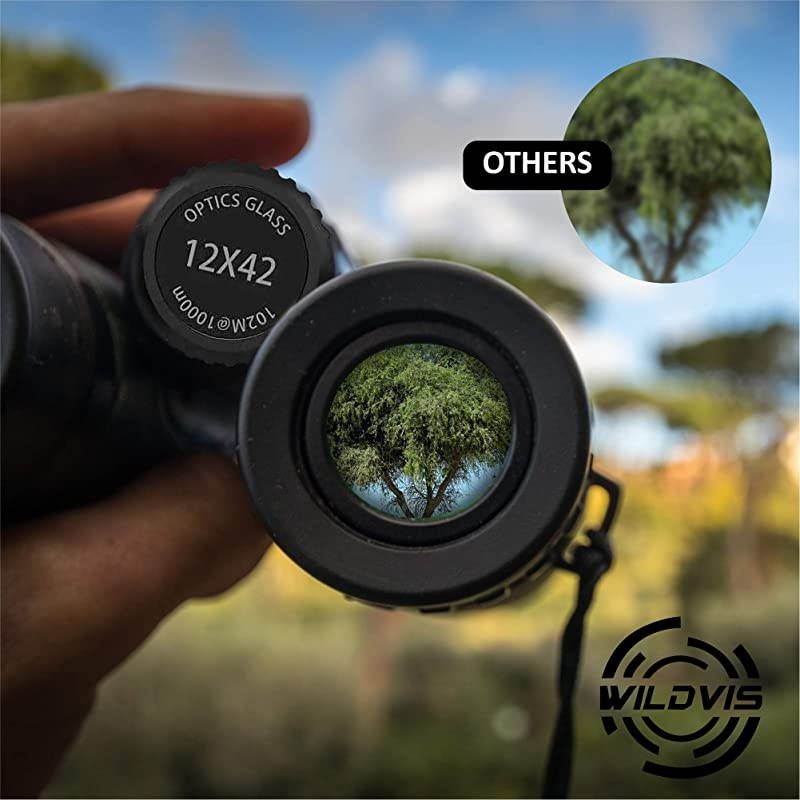 12x42 Binoculars for Adults Compact Binocular Prism BAK4 FMC Lens Waterproof HD Binoculars for Bird Watching Hunting with Carrying Bag