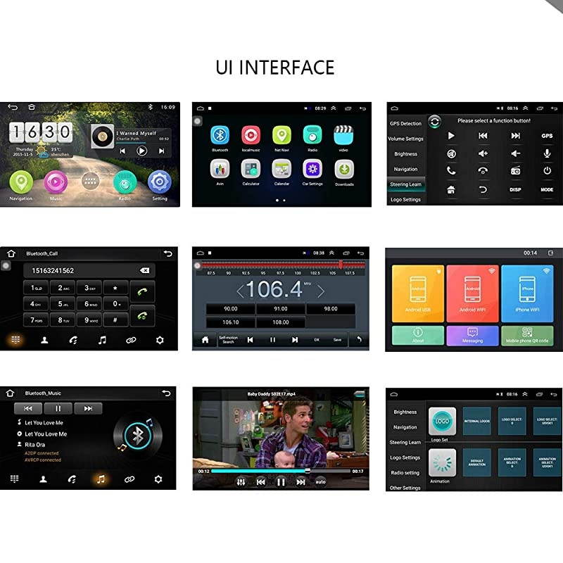 Din Android Car Stereo with GPS 7 Inch Capacitive Touch Screen FM Radio Reciever Supports Mirror Link WiFi Connect Steering Wheel Remote Control + Backup Camera