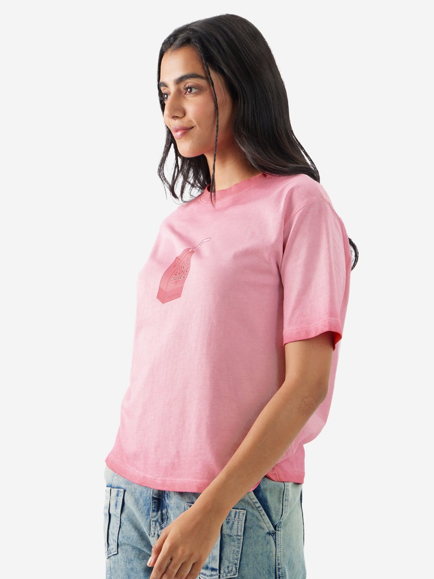 The Souled Store Pink Graphic Print T-Shirt