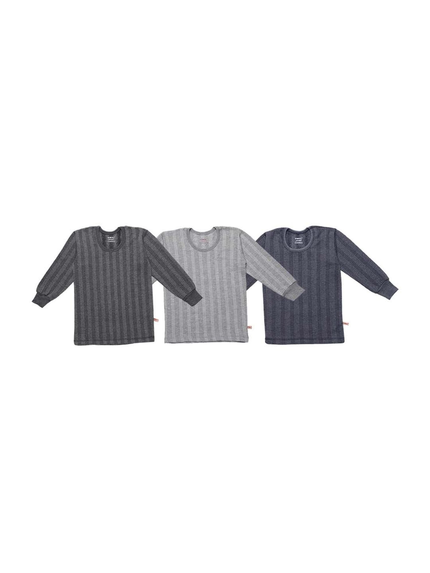 Vimal Jonney Kids Multicolor Regular Fit Thermal Tops - Pack of 3