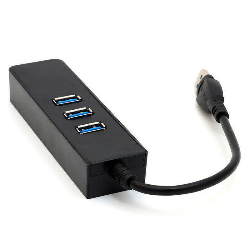 3 Port USB 3.0 Hub + Gigabit Ethernet Port Lan RJ45 Network Adapter Hub Up to 1000Mbps, USB Extension for PC, MacBook, Mac, Laptops