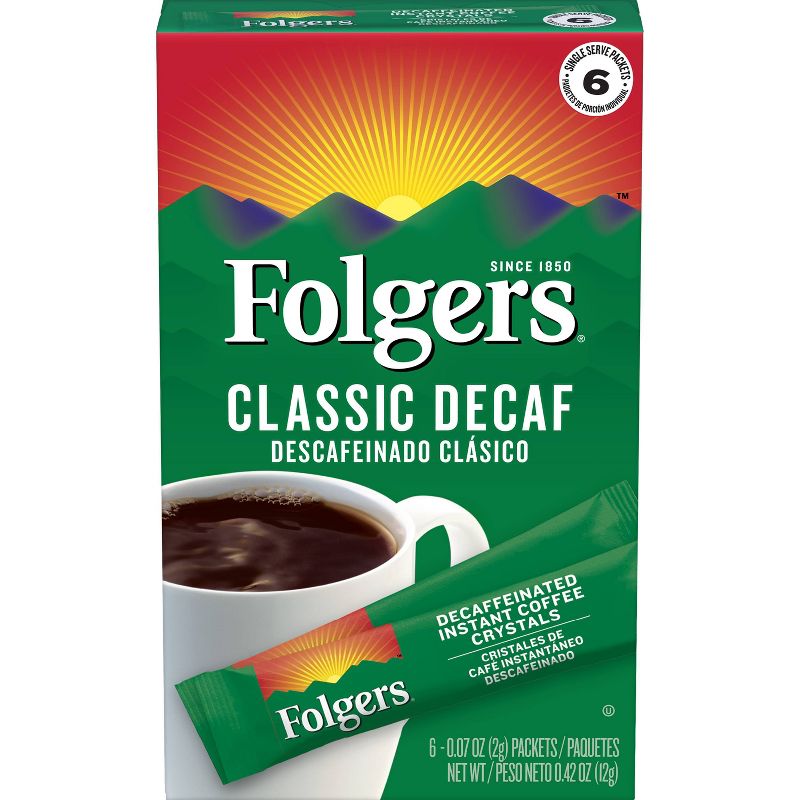 Folgers Classic Decaf Instant Medium Roast Coffee - 6ct