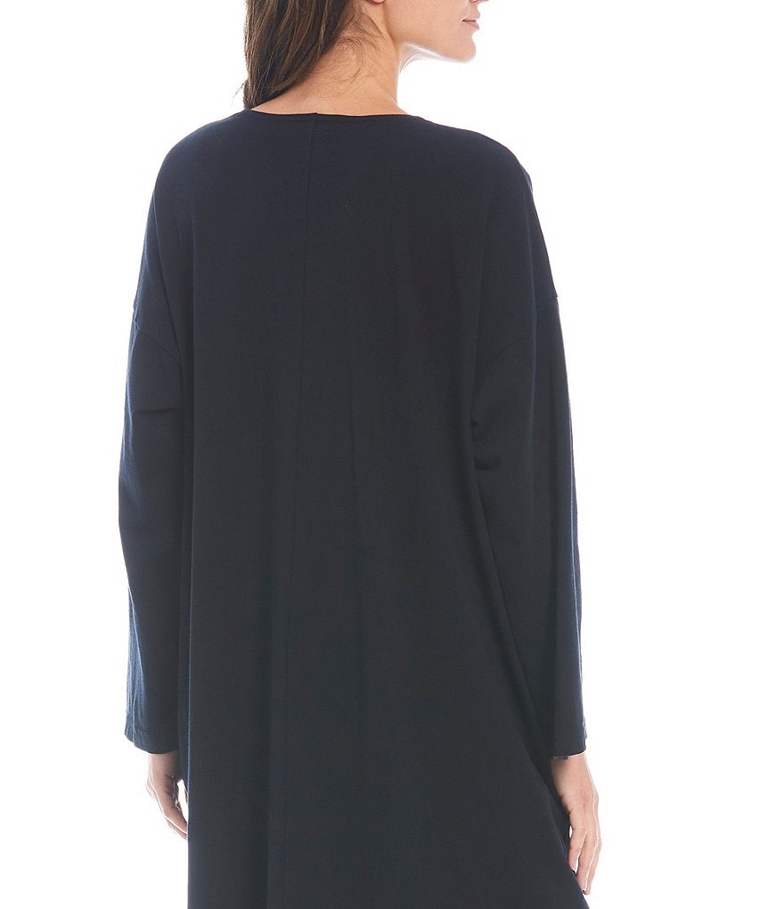 Bryn Walker Bingley Cotton Knit Jersey V-Neck Long Sleeve Drop Shoulder Shift Dress