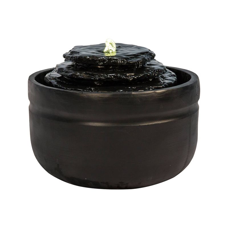 12" Flagstone Outdoor Fountain with LED Lights Brown - Peaktop