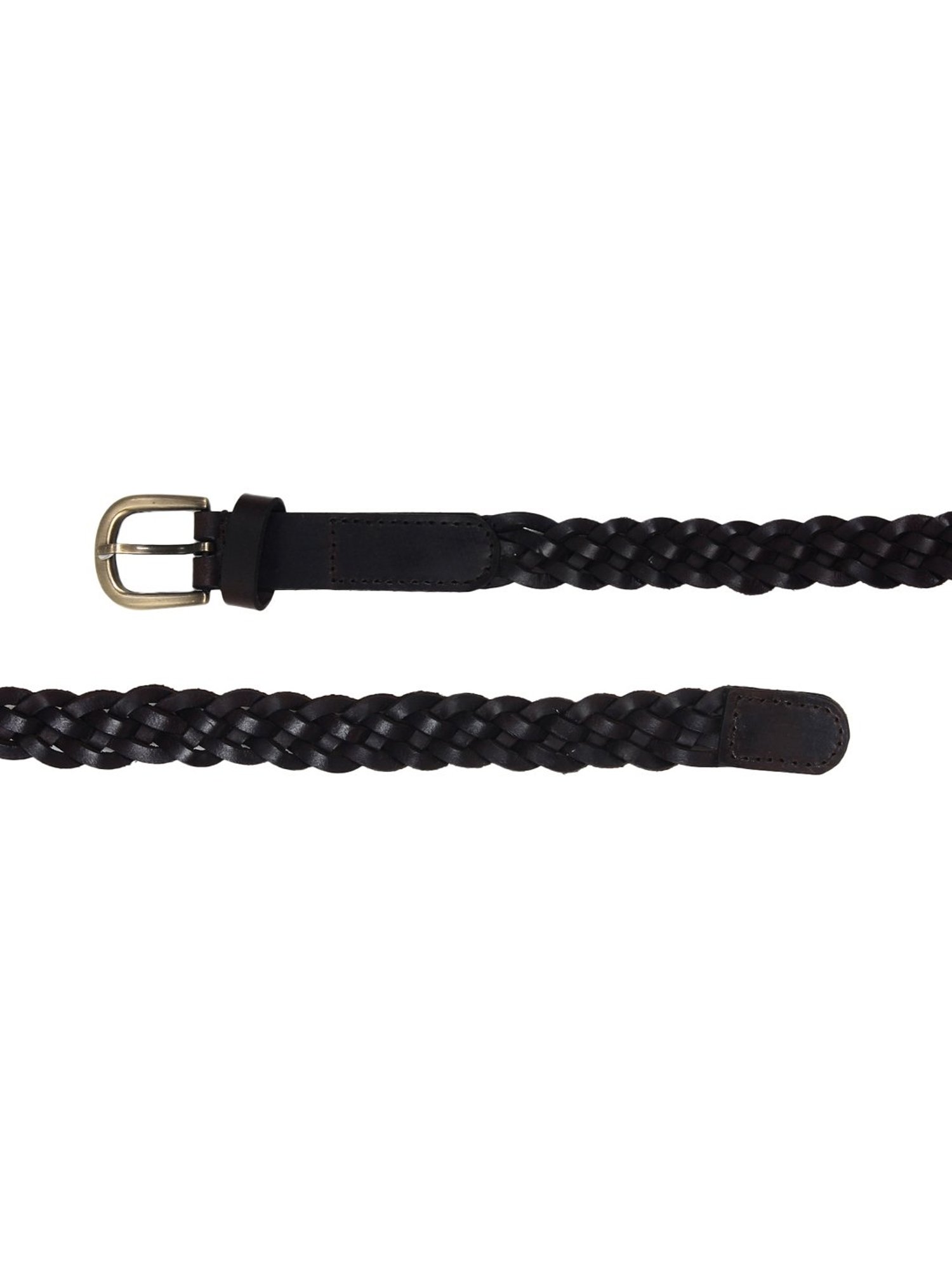 Aditi Wasan Black Leather Narrow Belt for Women